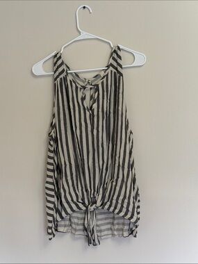 Peppermint Black and Cream Striped Tie-Front Camisole